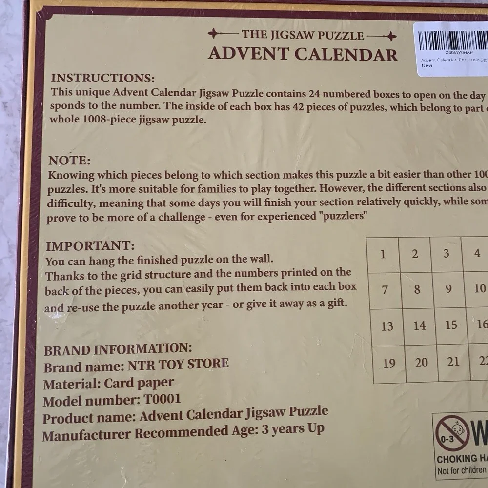 New - The‎ Jigsaw Puzzle Advent Calendar Christmas Celebration 1008 Pieces